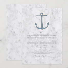 Convite Informações de Casamento Âncora Rústica Azul