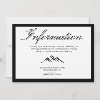 Convite Informações de Casamento ao Ar Livre com Caligrafi