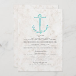 Convite Informações de Casamento com Âncora Rústica Verde