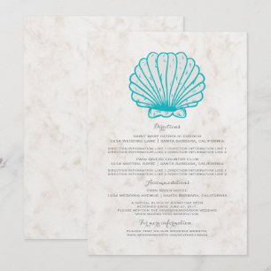 Convite Informações de Casamento com Concha Rustica Turque