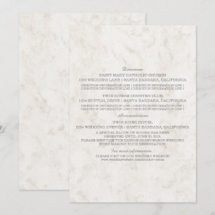 Convite Informações de Casamento de Mármore Bege Elegante