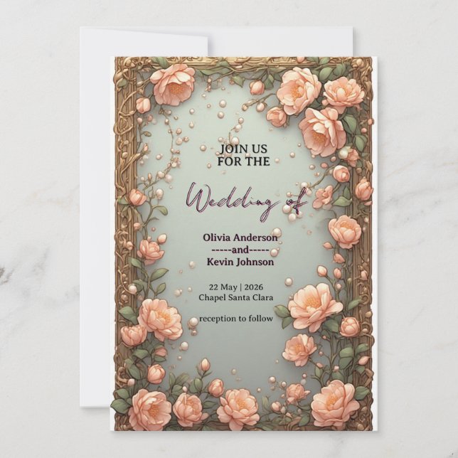 Convite 🌸 Informações de Casamento Floral Moderno 🌸 (Frente)