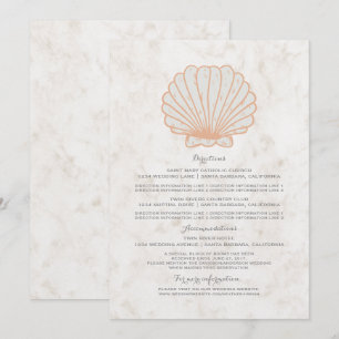 Convite Informações de Casamento Laranja Rústico Concha do