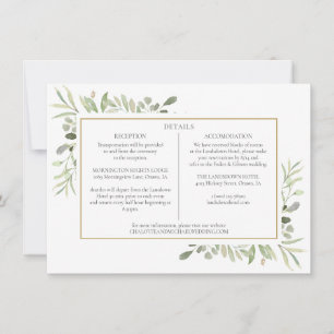 Convite Informações de Detalhes de Casamento com Vegetação