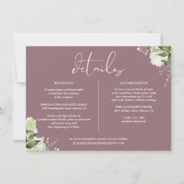 Convite Informações de Detalhes de Casamento com Vegetação