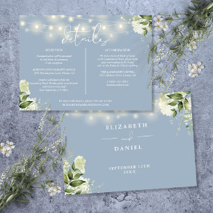 Convite Informações de Detalhes de Casamento com Verde e A