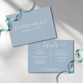 Convite Informações de Detalhes de Casamento em Azul Empoe