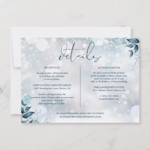 Convite Informações de Detalhes de Casamento Floral de Inv