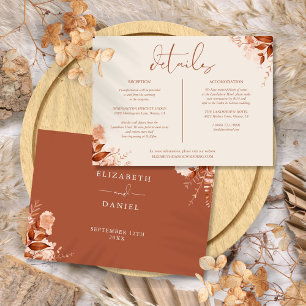 Convite Informações de Detalhes de Casamento Floral de Out