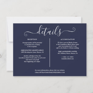 Convite Informações de detalhes de casamento náutico azul 