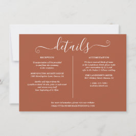 Convite Informações de Detalhes de Casamento Terracota com
