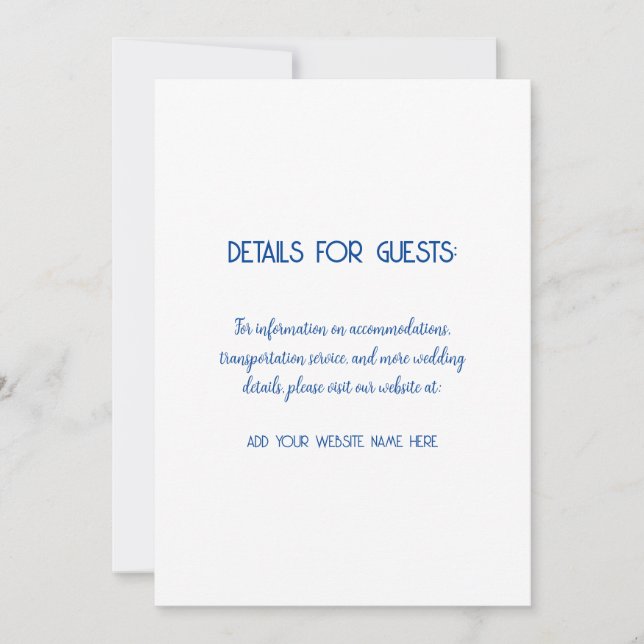 Convite Informações do Casamento Convidados Azul Branco 20 (Frente)