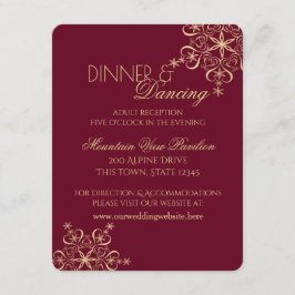 Convite Informações do Receção de Floco de Neve Dourado de