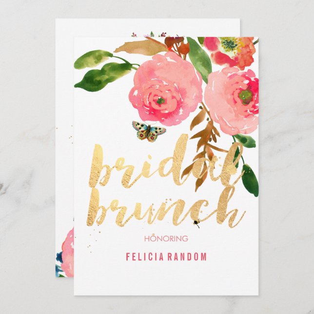 Convite Informações gerais sobre Bridal Floral do PixDezin (Frente/Verso)