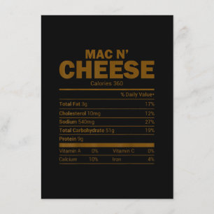 Convite Informações Nutricionais do Mac N Cheese Família C