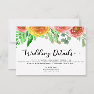 Convite Informações sobre Detalhes de Casamento Floral de