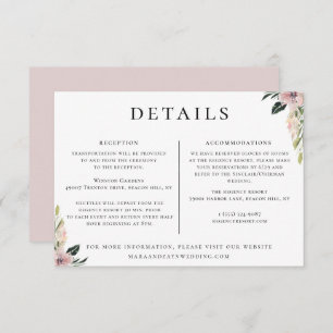 Convite Informações sobre Detalhes do Casamento Floral Dus