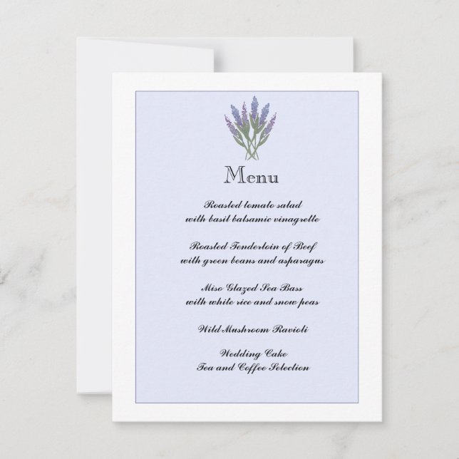 Convite Informações sobre lavanda/Cartão de Menu (Frente)