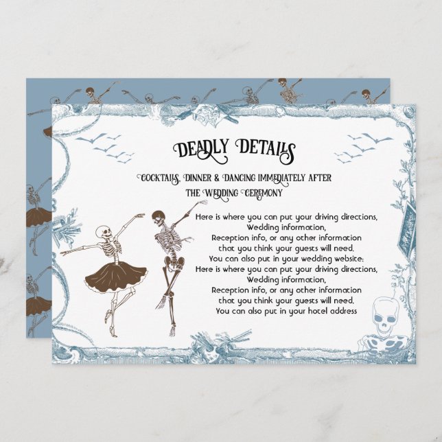 Convite Informações sobre o esqueleto gótico do Halloween  (Frente/Verso)