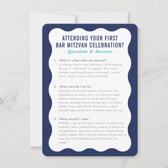 Convite Informações sobre o serviço MITZVAH perguntas e re (Frente)
