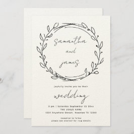 Convite Informal Laurel Leaf Line Art QR Code Casamento