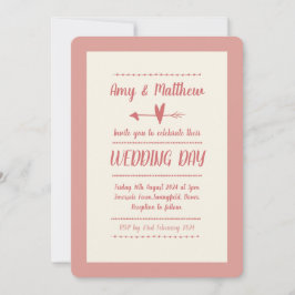 Convite Informal para Casamento Rosa e Creme-Rosa-