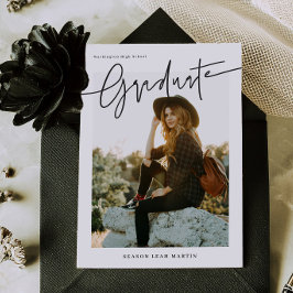 Convite Informal Script Graduation Announcement Card 