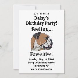 Convite Inglês Bulldog Sentindo Festa de aniversário Pawsi