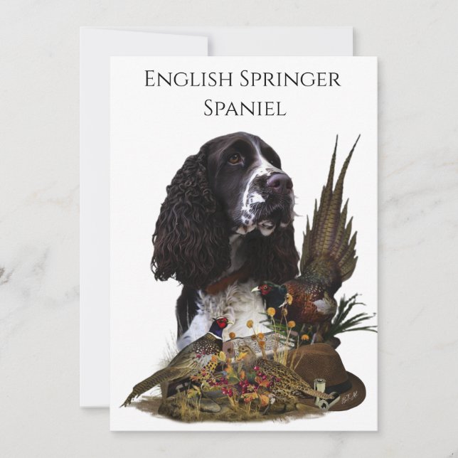 Convite Inglês Springer Spaniel com faisão (Frente)