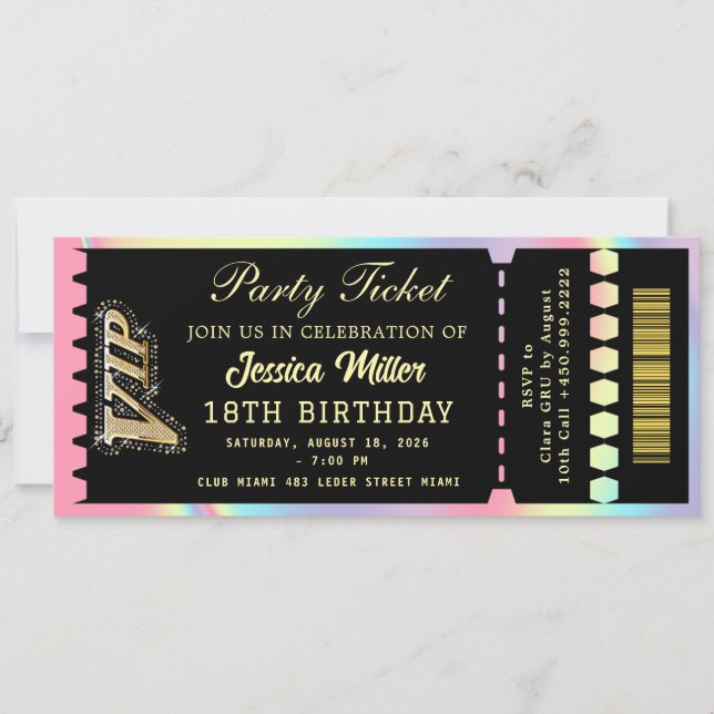 Convite Ingresso da Festa Black & Gold (Frente)