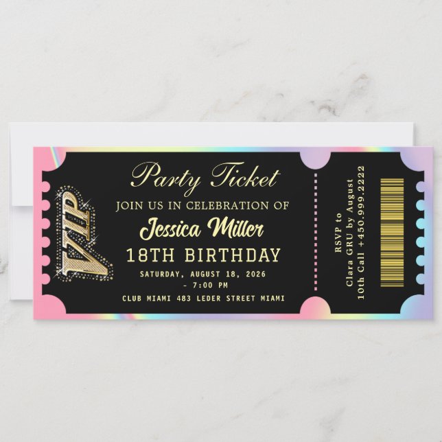 Convite Ingresso da Festa Black & Gold (Frente)