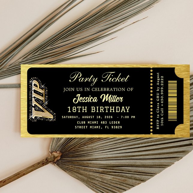 Convite Ingresso da Festa Black & Gold (Criador carregado)