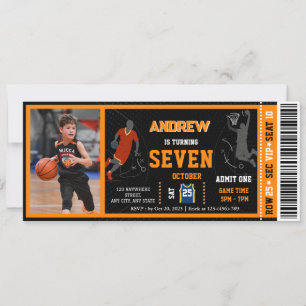 Convite Ingresso de Aniversário de Basquete Pessoal com fo