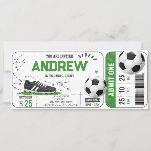 Convite Ingresso de Aniversário de Futebol Moderno Pessoal