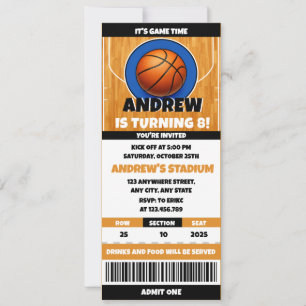 Convite Ingresso de Aniversário do Fã de Basquete Pessoal