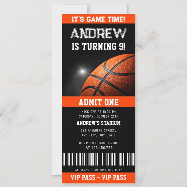 Convite Ingresso de aniversário para dia de jogo de basque (Frente)
