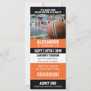 Convite Ingresso de Basquete de Aniversário