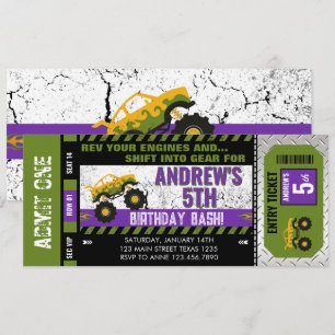 Convite Ingresso de Caminhão Monstro para Aniversário