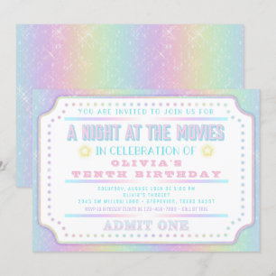 Convite Ingresso de Cinema Menina Festa de Aniversário