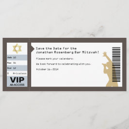 Convite Ingresso de Concerto Bar Mitzvah Save the Date em 