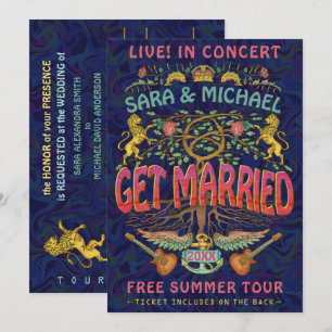 Convite Ingresso de Concerto de Banda de Retro Casamento A