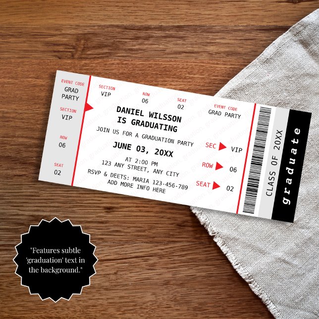 Convite Ingresso de Concerto Turma de 2026 Graduação Moder (Concert Ticket Class of 2025 Modern Graduation Invitation)