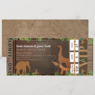 Convite Ingresso de Encontro com Animais Marrons na Selva