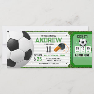 Convite Ingresso de festa de aniversário de futebol pessoa