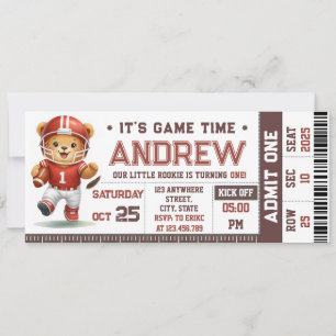 Convite Ingresso de Futebol Americano Fofo de Aniversário