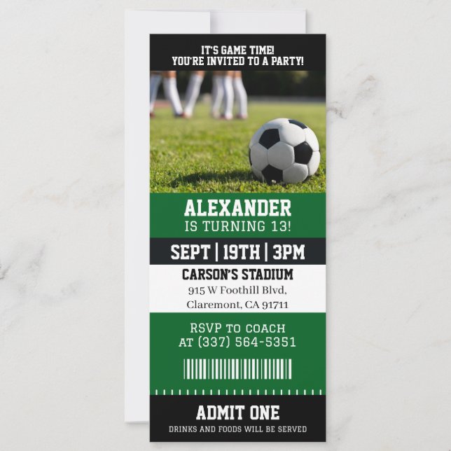 Convite Ingresso de Futebol de Aniversário (Frente)