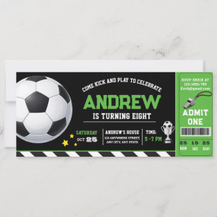 Convite Ingresso de Futebol Verde Moderno de Aniversário P