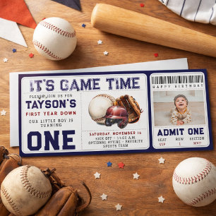 Convite Ingresso de Primeiro Aniversário de Beisebol Prime