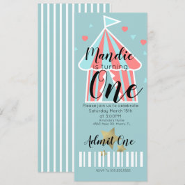 Convite Ingresso de Primeiro Aniversário de Circo Fofo