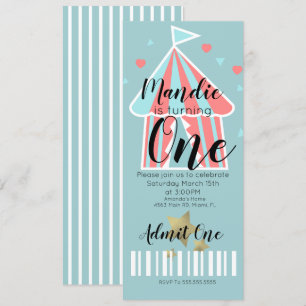 Convite Ingresso de Primeiro Aniversário de Circo Fofo